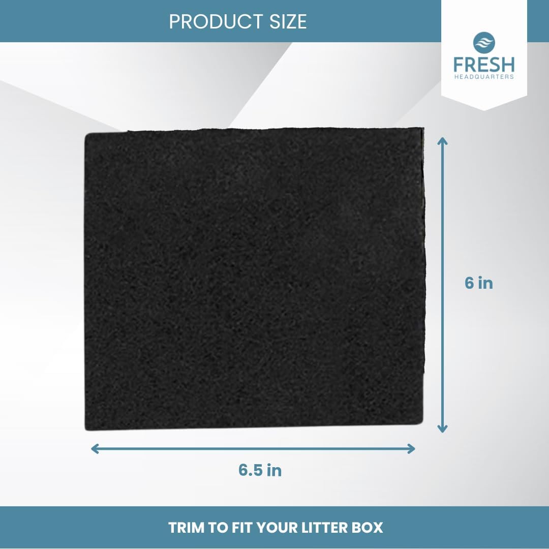 6-Piece Litter Box Filters for Hooded Cat Litter Boxes – Activated Charcoal Filters 6 Inch x 6.5 Inch Trimmable Pads