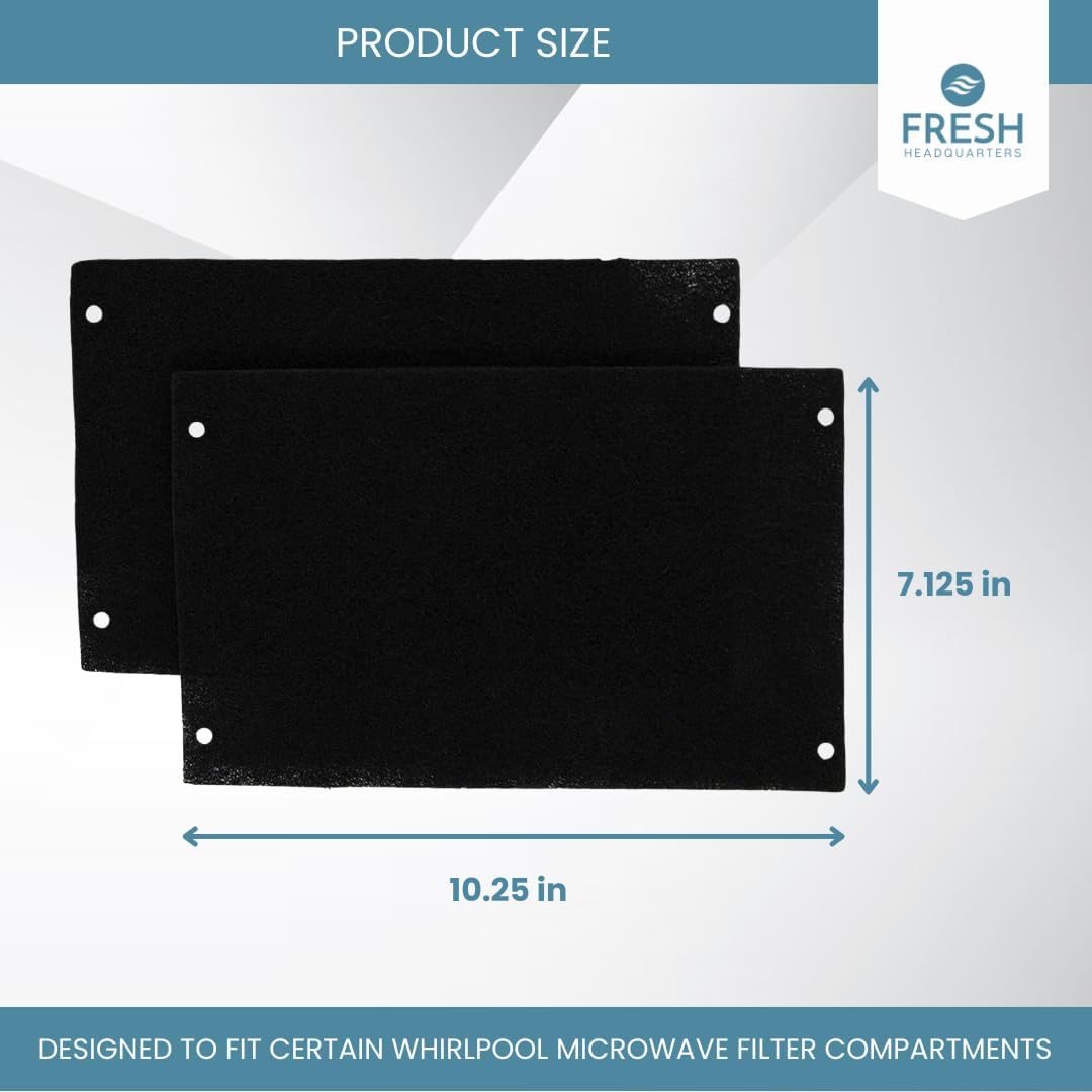 2PK Replacement Activated Carbon Air Filters for Whirlpool Low Profile Microwave Oven – Over the Range Hood Models WML55011HS and WML75011HZ (10.25"x7.125")