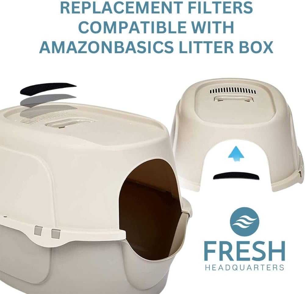 6-Pack Pre-Cut Activated Charcoal Replacement Filters - AmazonBasics Hooded Cat Litter Box