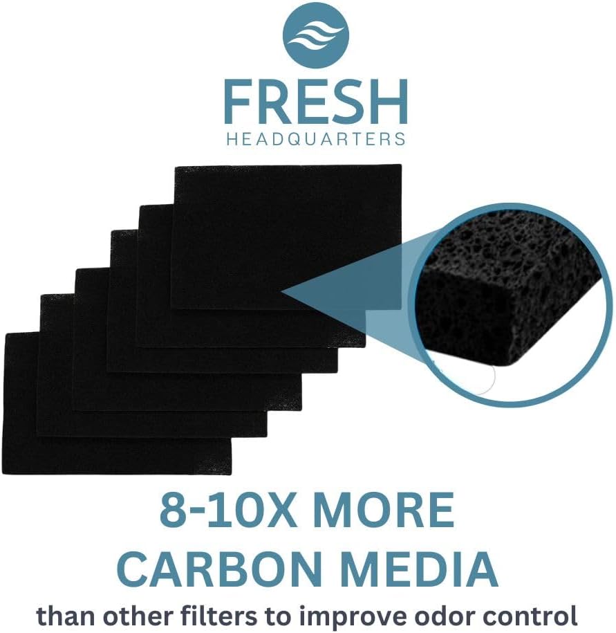6 Pack Replacement Activated Carbon Filters Compatible with Van Ness Cat Litter Box 4.25" x 6.5"