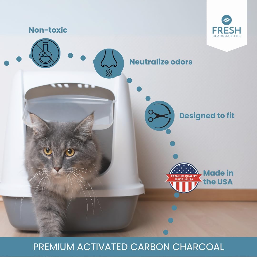 6-Pack Pre-Cut Activated Charcoal Replacement Filters - AmazonBasics Hooded Cat Litter Box