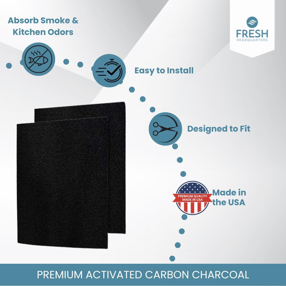 2PK Replacement Activated Charcoal Filters Compatible with Kitchen Aid Low Profile Microwave Models (10.4"x7.21")