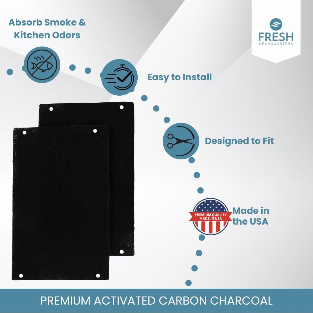 2PK Replacement Activated Carbon Air Filters for Whirlpool Low Profile Microwave Oven – Over the Range Hood Models WML55011HS and WML75011HZ (10.25"x7.125")