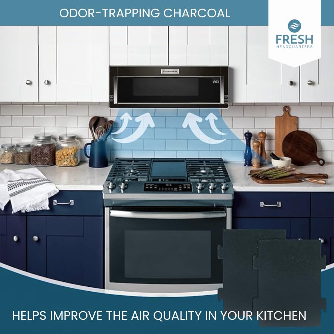 2 Pack Activated Charcoal Filters Compatible With Kitchen Aid and Whirlpool Over the Range Microwave Hood Models