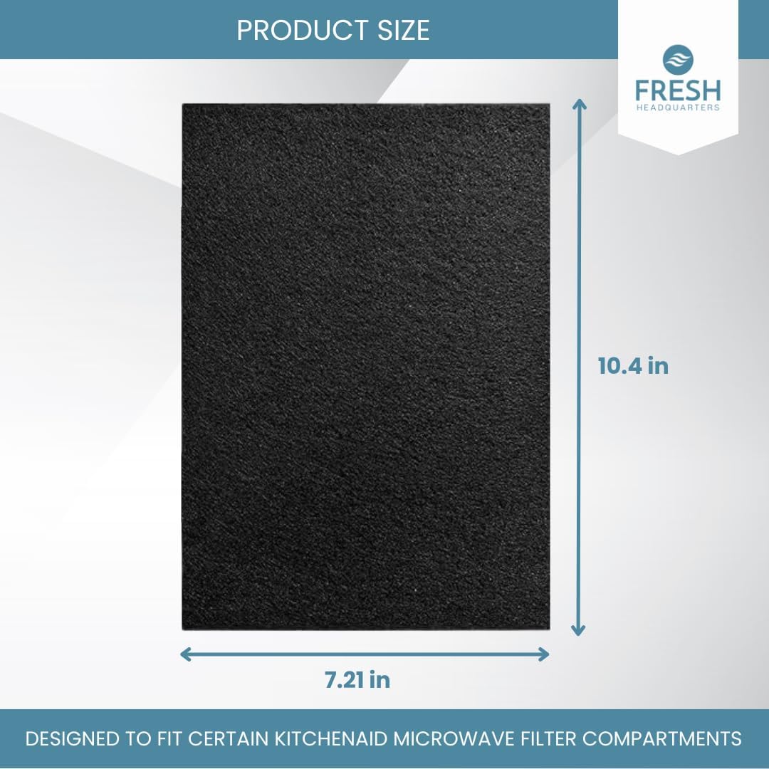 2PK Replacement Activated Charcoal Filters Compatible with Kitchen Aid Low Profile Microwave Models (10.4"x7.21")