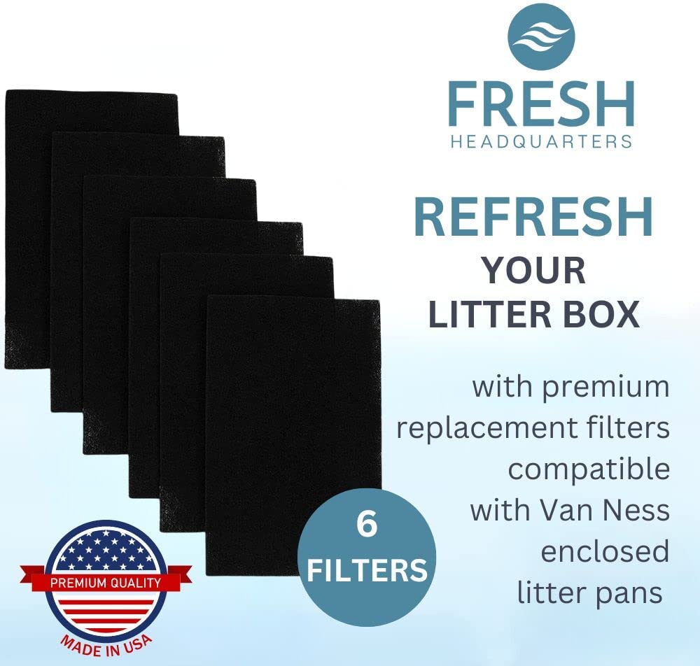 6-Pack Replacement Activated Charcoal Filters -Van Ness Cat Litter Box