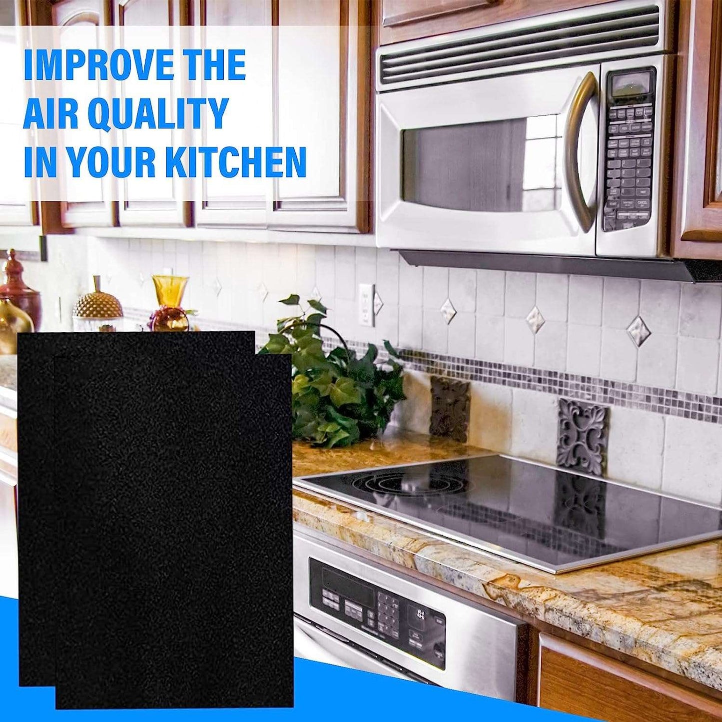 2pk Microwave Charcoal Replacement Filter - Universal Size Cut to Fit OTR Frigidaire Whirlpool GE LG Maytag KitchenAid Appliances