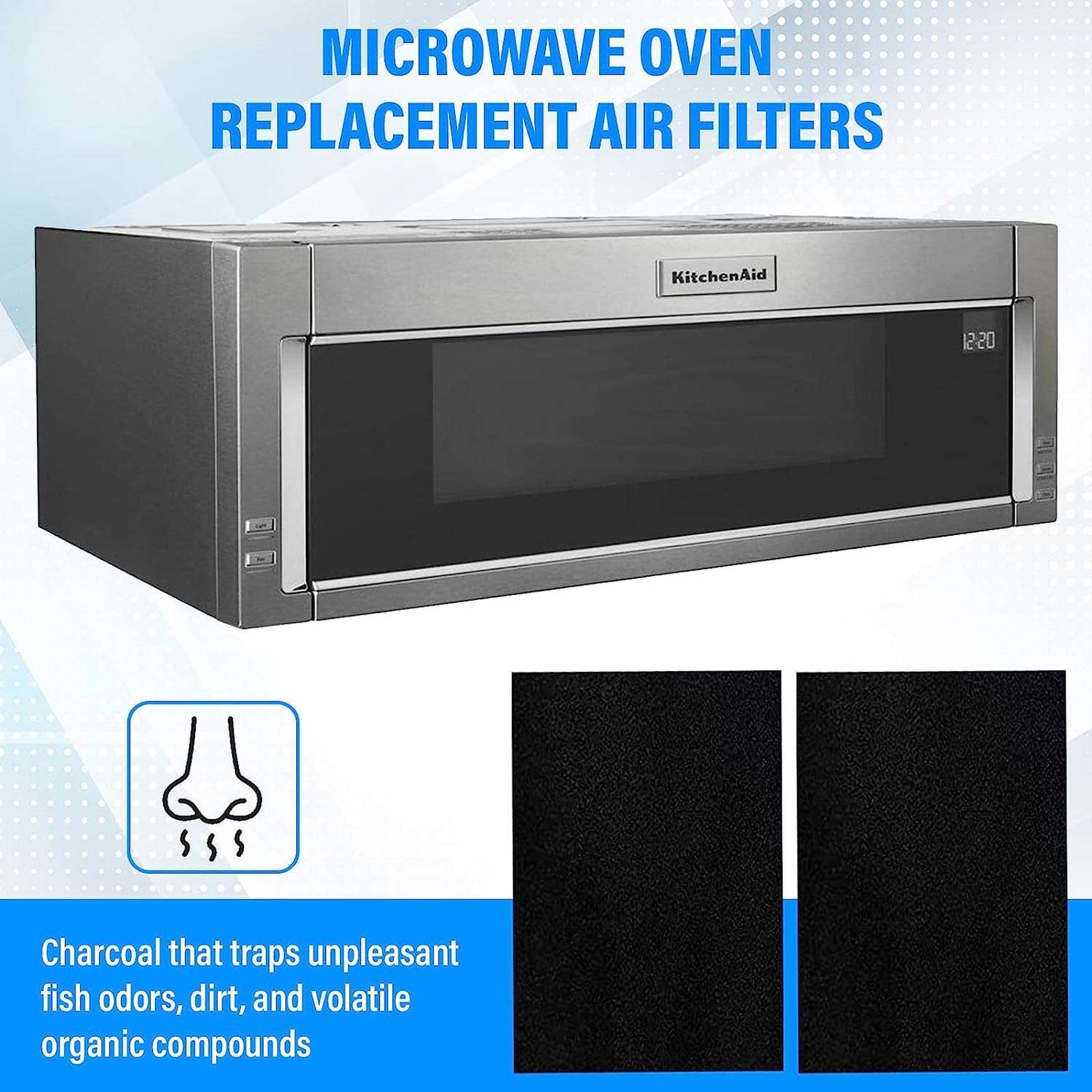 2-Pack Replacement Activated Charcoal Filters - Kitchen Aid Low Profile Microwave KMLS311HSS1