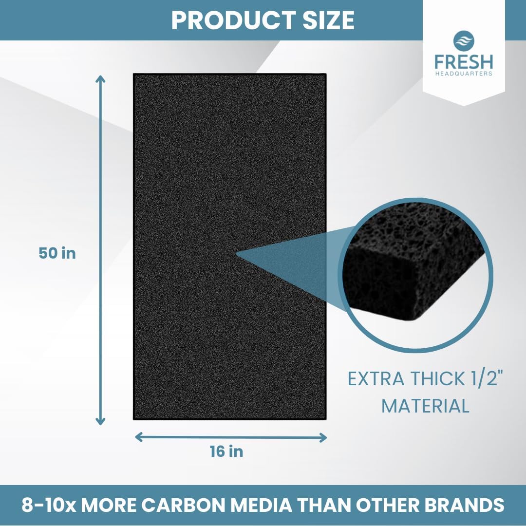 Extra Thick 1/2" Cut To Fit Universal Activated Carbon Filter Charcoal Air Filter Sheet 16x50''
