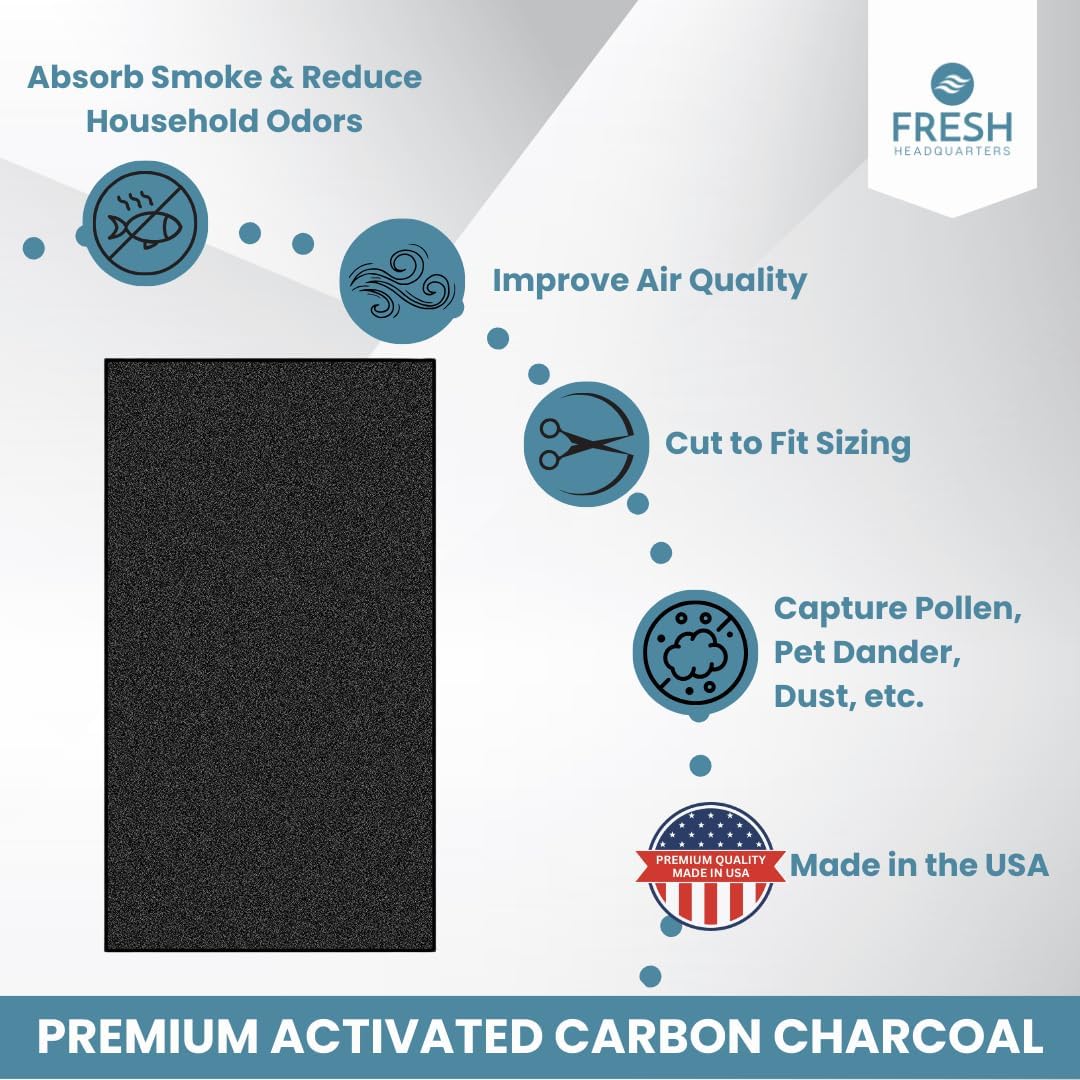 Extra Thick 1/2" Cut To Fit Universal Activated Carbon Filter Charcoal Air Filter Sheet 16x50''