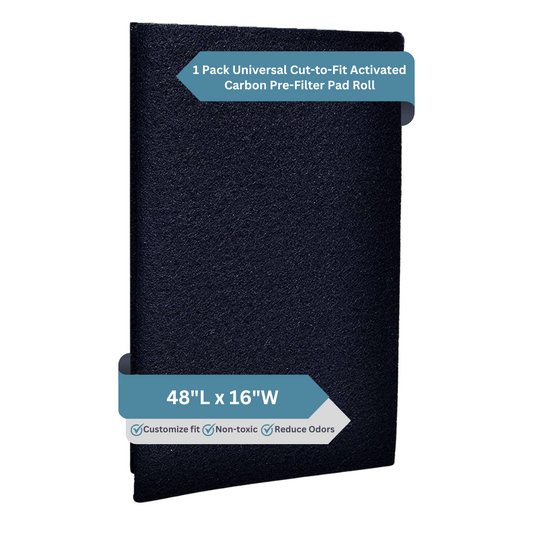 1 PK Cut to Fit Carbon Pad Pre Filter Roll 48"x16", Universal Filtration for Air Purifiers, Furnace, Air Conditioner Filters, Range Hood, 3D Printers, and More