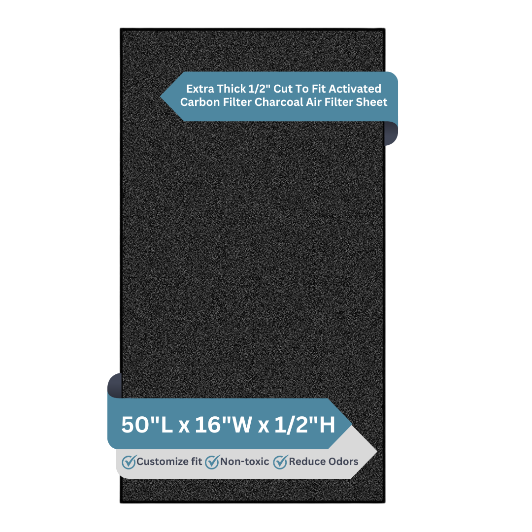 Extra Thick 1/2" Cut To Fit Universal Activated Carbon Filter Charcoal Air Filter Sheet 16x50''