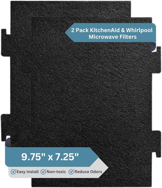 2 Pack Activated Charcoal Filters Compatible With Kitchen Aid and Whirlpool Over the Range Microwave Hood Models