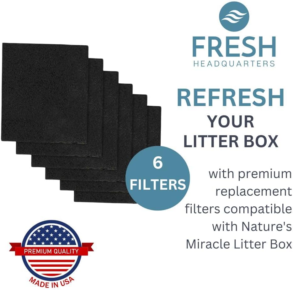 6-Pack Replacement Litter Box Filters Compatible with Nature's Miracle Oval Hooded Flip Top Litter Box