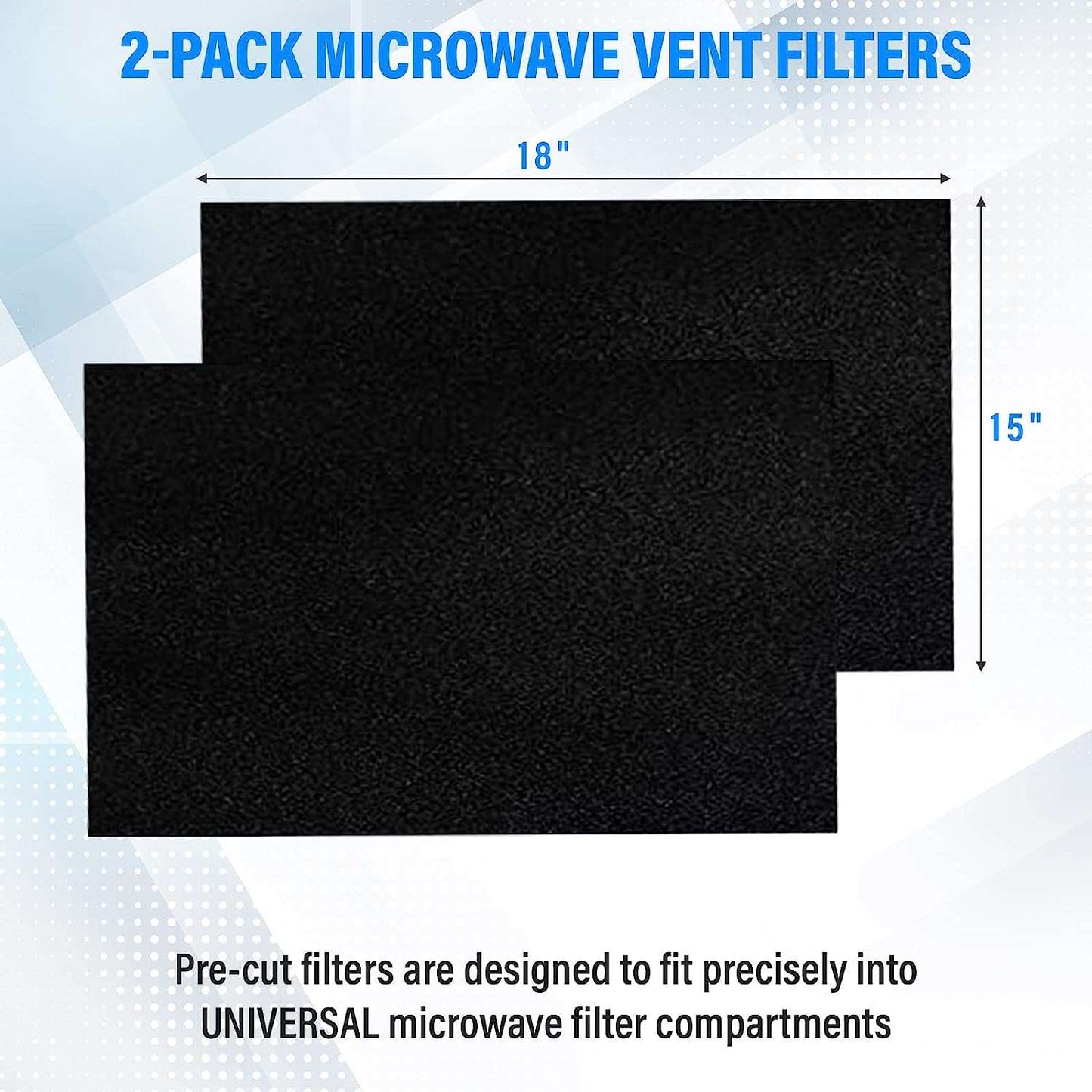 2pk Microwave Charcoal Replacement Filter - Universal Size Cut to Fit OTR Frigidaire Whirlpool GE LG Maytag KitchenAid Appliances
